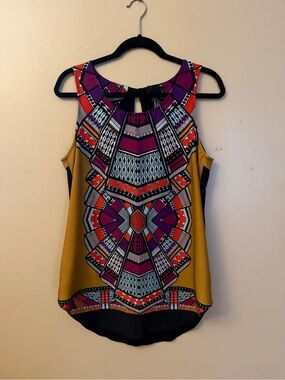 Sleeveless Mustard Geometric Print Camisole